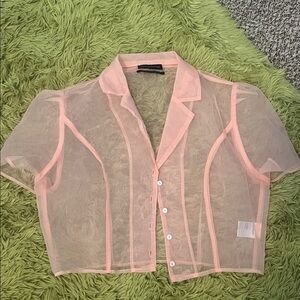 Urban Outfitters Light Pink Sheer Blouse